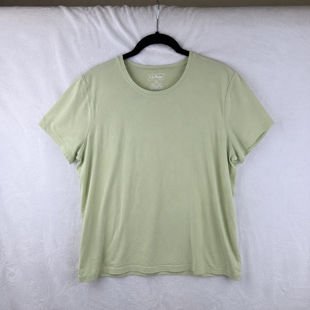 LL Bean T Shirt Women XL Green Short Sleeve Cotton Minimalist Gorpcore